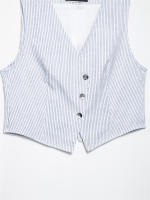 Chaleco Sin Mangas con Cuello en V para Mujer Estampado a Rayas Moda de Verano Informal - details 5