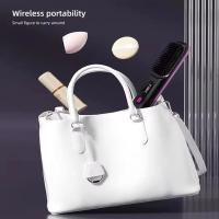 Cepillo alisador de pelo eléctrico USB de cerámica con calor, inalámbrico, portátil, herramienta de peinado de iones negativos, cepillo alisador de pelo recargable - details 1