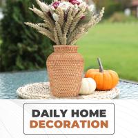 Florero tejido de ratán, florero artístico, decoración de mesa a la moda, maceta para plantas y flores, maceta caprichosa para decoración del hogar - details 5