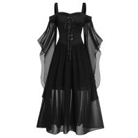 Vestido De Mujer Talla Grande Hombros Descubiertos Con Alas De Mariposa Estilo Gótico Para Halloween Vestido Elegante De Cintura Media Polyester - details 1