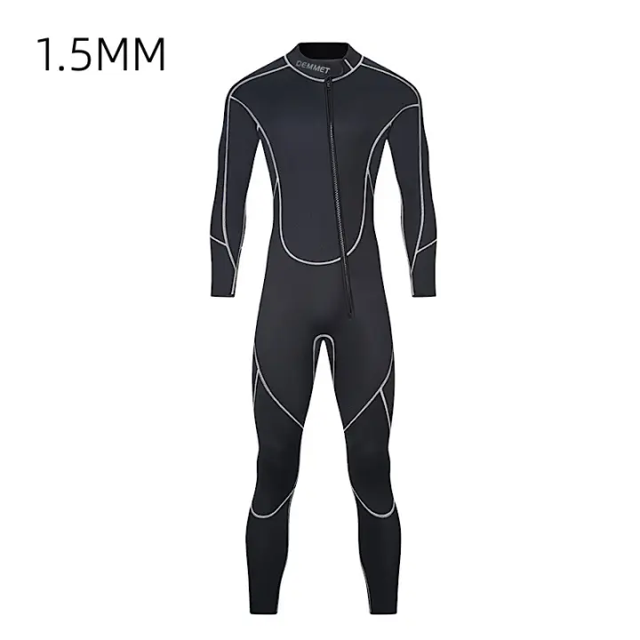 DEMMET-traje de neopreno de una pieza para hombre, manga larga, descremallera frontal para mantener el calor y el frío, Surf, esnórquel, Kayak, 1,5/3MM - 1