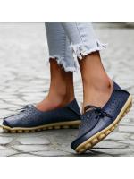Mocasines de mujer de cuero genuino, zapatos planos a la moda con pajarita, Tenis para mujer, zapatos huecos de enfermera, calzado sin cordones de talla grande - details 5