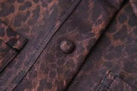 TRAFZA-abrigos de leopardo con cuello vuelto para mujer, chaquetas femeninas de manga larga con lazo y decoración de un solo pecho, otoño - details 8