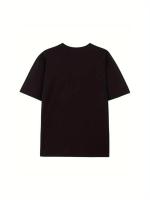 Camiseta divertida de gato Diseño animado de gatito, manga corta unisex, holgada casual, 100% algodón, tallas S-XXXL, fondo de rayas negros, camiseta estampada elegante - details 0