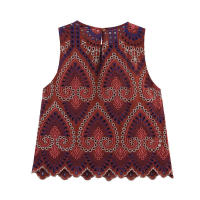 Conjunto de moda para mujer Camiseta sin mangas con cuello redondo y cintura alta - details 4