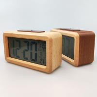 Alarma de madera con calendario y indicador de temperatura Reloj Digital de madera maciza para decoración de escritorio Idea de regalo - details 7