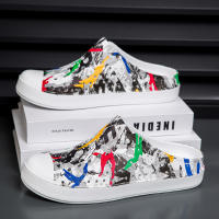 Agujero zapatos de los hombres de la playa casual suela suave hueco vadear pareja bolsa cabeza sandalias transpirable impermeable cómodo impresión verano - details 13
