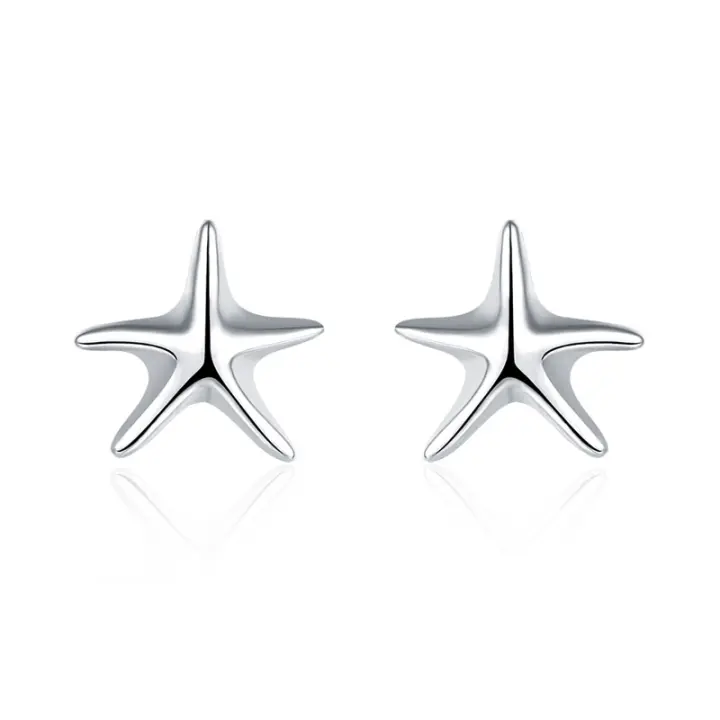 Pendientes de tuerca de Estrella de Plata de Ley 925, joyería de encanto - 1