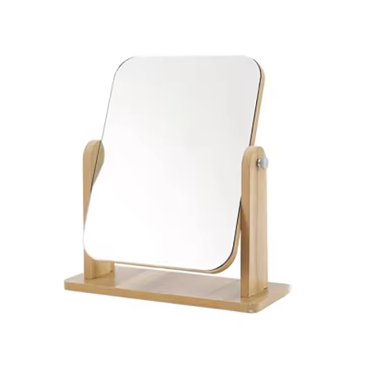 El espejo de maquillaje de pie de madera puede girar 360 grados, generalmente utilizado en dormitorios y hogares, cómodo de usar. - 1