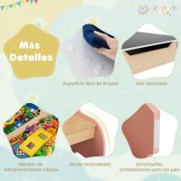 Juego de mesa y silla infantil 4 en 1, mesa infantil de madera con 2 sillas, manualidades, dibujo, lectura, mesa infantil con almacenamiento, pizarra desmontable para guardería (verde) - details 18