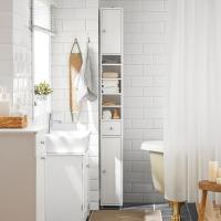 Mueble de Baño de Alto Estante Estanterías con 2 Puertas y Cajón Blanco Tamaño 20x20x180cm - details 8