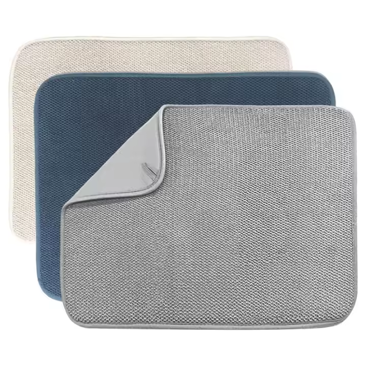 Paquete de 3 tapetes para secar platos, tapetes escurridores de platos de microfibra absorbentes para encimera de cocina, tamaño 20x15 pulgadas, almohadilla para secar platos - 1
