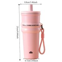 Botella térmica creativa de acero inoxidable 304 con pajita, taza de bebida fría a la moda de 710ml, termo portátil a prueba de fugas para oficina - details 0
