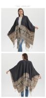 Chal grande de punto dividido para otoño e invierno de 2023, capa cálida con borlas de estilo étnico bohemio, oferta especial - details 8