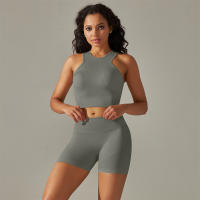 Camiseta Deportiva sin Costuras Conjunto de Gimnasio para Mujer Leggings de Yoga de Cintura Alta Traje de Fitness Type de Patrón Sólido Material Exterior y Lining de Poliéster Temporada Primavera/Verano - details 41