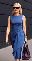 Vestido Elegante sin Mangas de Verano 2025 para Mujer Cuello Redondo, Corte Ajustado, Material de Poliéster - details 9