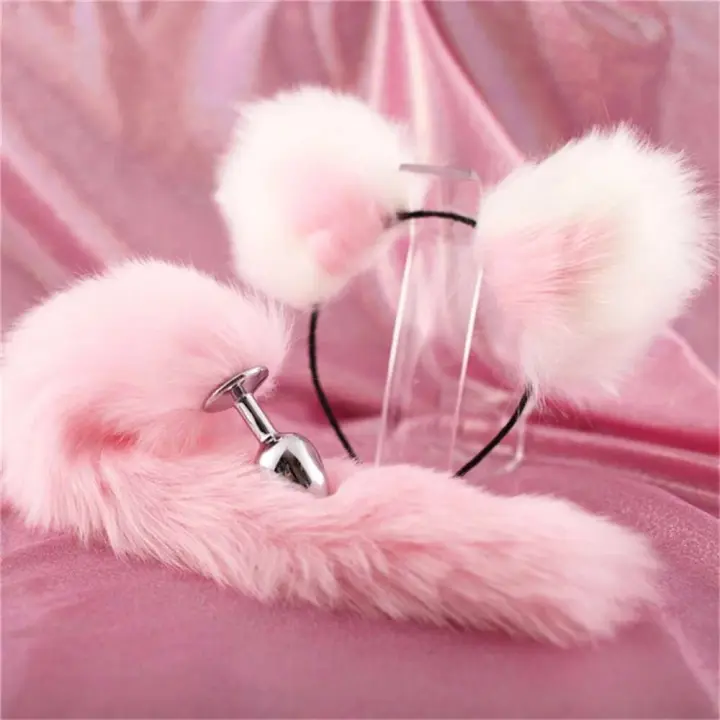 Consolador Leten, diademas con orejas bonitas, cola de conejo y zorro, tapón Anal de Metal, accesorios eróticos para Cosplay, juguete sexual para adultos para parejas - 1