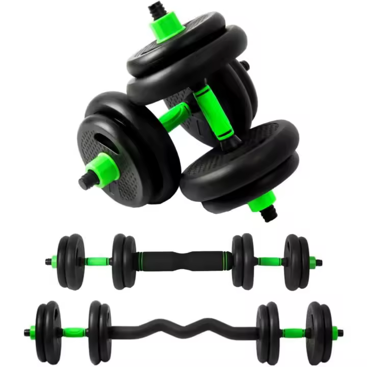 Mancuernas Ajustables 10/15/20/30/40 KG Juego de Pesas 3en1 con Barra Recta y Curva, Mangos Antideslizantes, Kit Mancuernas para Gimnasio en Casa - 1