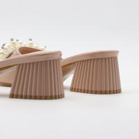Tacones altos con tiras, tacones gruesos, perlas versátiles, sencillos. - details 15