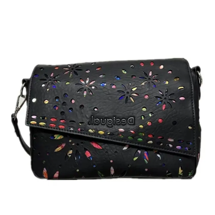 Desigual Bolso de hombro para mujer con diseño de flores huecas, bolso bandolera informal de gran capacidad - 1