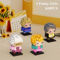 Bloques de construcción 4 en 1 dorados divertidos para niñas, juguetes de Rose Dorothy Blanche Sophia, conjunto de modelos de figuras, regalo coleccionable para fanáticos, niños y adultos - details 1