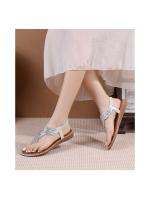 IELTS Run gran Tamaño Hueco, Sandalias de Diamantes de Imitación de Fondo Plano Transfronterizo, Comodidad Bohemia Zapatos de Mujer Verano 3016 -1A - details 1
