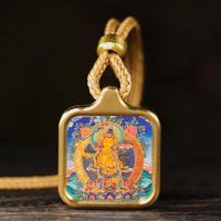 Llevando un pequeño Tangka, Bodhisattva Samantabhadra, Dragón Zhakiram, Gran Colgante del Cielo Negro, Dios Amarillo de la Riqueza, Tara Verde - details 4