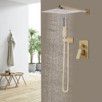 Juego de grifo de ducha de baño de oro rosa, cabezal de lluvia, mezclador de ducha, accesorio de pared - details 0