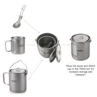 Lixada - maceta colgante portátil de titanio ultraligera, 900 ml/1600 ml, con asa plegable con tapa, utilizada para acampar al aire libre, hacer senderismo, - details 20