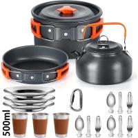 Utensilios de cocina para acampar, Villa de Vie, juego de picnic al aire libre, 2-3 teteras antiadherentes Peaple, varios juegos - details 0