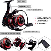 Caña de pescar telescópica de fibra de carbono de 7 pies con combo de carrete giratorio/baitcasting, mar, agua salada, agua dulce, agua dulce, hielo, lubina, juego de - details 15