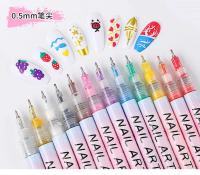 Nail Art Graffiti Pen 12 unids/set Nail Art Graffiti Pen marcador de uñas dibujo líneas abstractas detalle fino diseño Floral herramientas de pintura de uñas impermeables - details 0