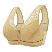 Copas de algodón suave con cremallera frontal para mujer, ropa interior transpirable sin anillo de acero, camiseta sin mangas, Sujetador de encaje de talla grande - details 3