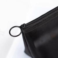 Neceser de viaje con cremallera para mujer, bolsa de maquillaje de malla transparente negra, organizador de almacenamiento, bolsa de cosméticos informal - details 10