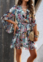 Vestido fluido sin tirantes con estampado floral bohemio para mujer, verano 2025 - details 20