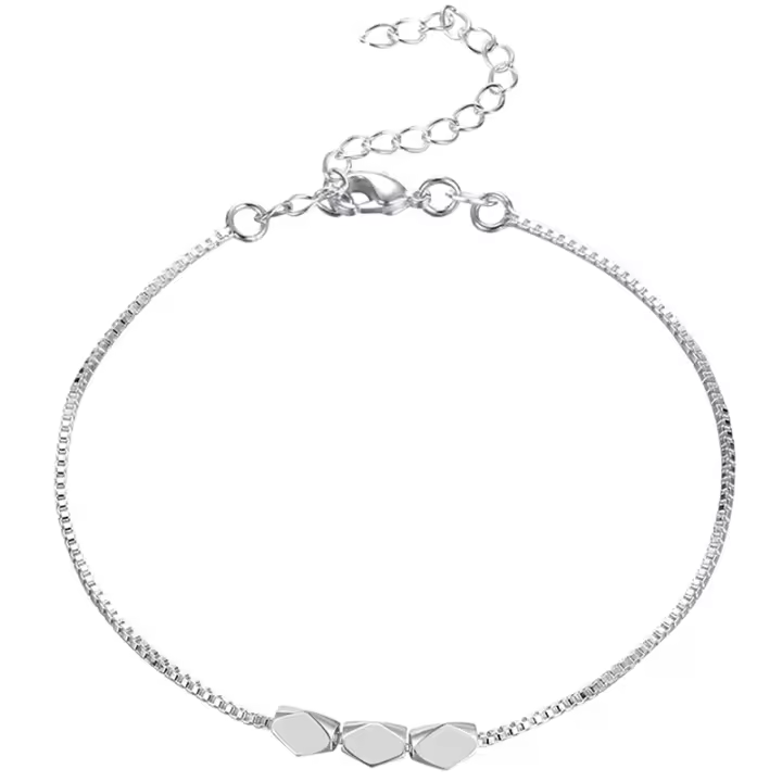 Pulsera de plata de ley 925 con tres rombos para mujer, joyería de moda - 1