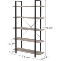 Librería Estable de 5 Capas, Almacenamiento, Estantería Divisoria de Pie, Fácil Montaje, Sala, Dormitorio, - details 1