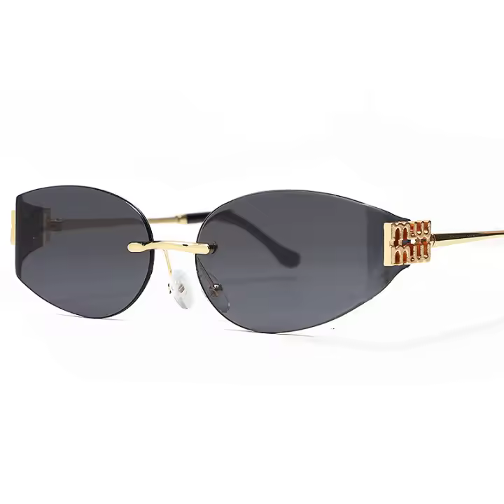 Nuevas gafas de sol de moda con montura metálica sin marco y diamantes para mujer - 1