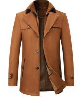 Chaqueta de lana informal de negocios ajustada con un solo pecho de color sólido de invierno cortavientos de mezcla chaqueta cortavientos de lana para hombre chaqueta para hombre abrigo - details 9
