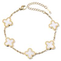 Pulsera de joyería chapada en oro para mujer, pulsera sin deslustre, pulsera de flores con dije de trébol y hoja para mujer a la moda - details 3