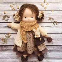 Muñeca de algodón Waldorf, figura de artista artesanal, tejido de pulgar de Navidad - details 5