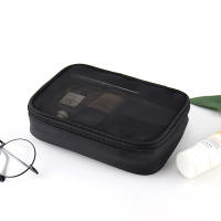 Bolso De Maquillaje Para Mujer En Color Sólido Con Cierre De Cremallera Bolsa De Cosméticos Transparente Y Malla Portátil Mini Para Viajes Organizador De Almacenamiento - details 4