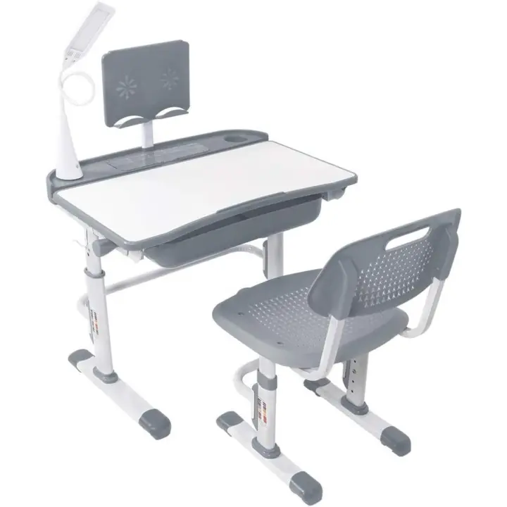 para niños, mesa ajustable con lámpara de protección visual, soporte para libros, escritorio basculante ideal - 1