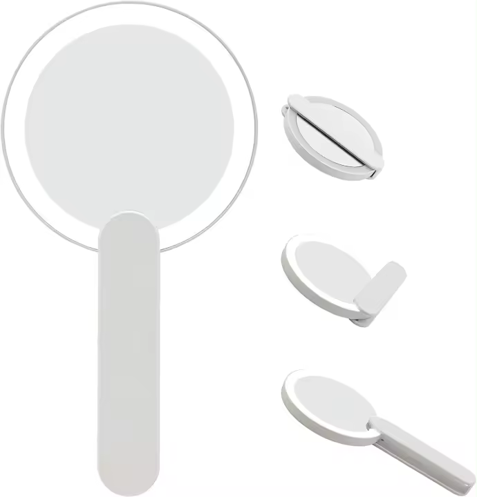 Espejo de maquillaje de viaje con luz LED, espejo de tocador compacto de mano - 1