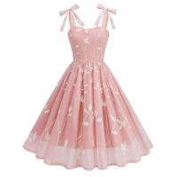 Vestido de Cintura Ajustado con Malla Bordada Retro 2024 Estilo Spaghetti Strap Vintage para Mujeres Ideal para Fiestas de Noche, Celebraciones y Cumpleaños - details 12