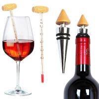 Sacacorchos, juego de accesorios para vino Set Sommelier Premium 4 Piezas - Estuche Caoba con Tablero Ajedrez, Almacena 2 Botellas, Accesorios Bambú/Acero Inox, Ideal para Regalo y Degustaciones(Termómetro no incluido) - details 4