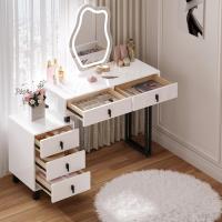 Maquillaje de Alto Brillo con Encimera 2 Cajones y 1 Cómodo Mara y Metal Mueble de Dormitorio Morno - details 0