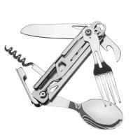 Juego de cubiertos multifuncional, villa de camping plegable portátil, cuchillo de acero inoxidable, tenedor, cuchara, abrelatas, equipo para exteriores - details 0