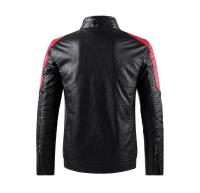 Chaqueta de Moto de Cuero PU Delgada Cuello Alto, Bloqueado de Colores, Primavera Otoño, Moda Para Hombres - details 4