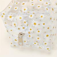 Bolsa de maquillaje con estampado de margaritas, bolsa transparente de PVC, rosa, impermeable para almacenamiento, 1 unidad - details 5